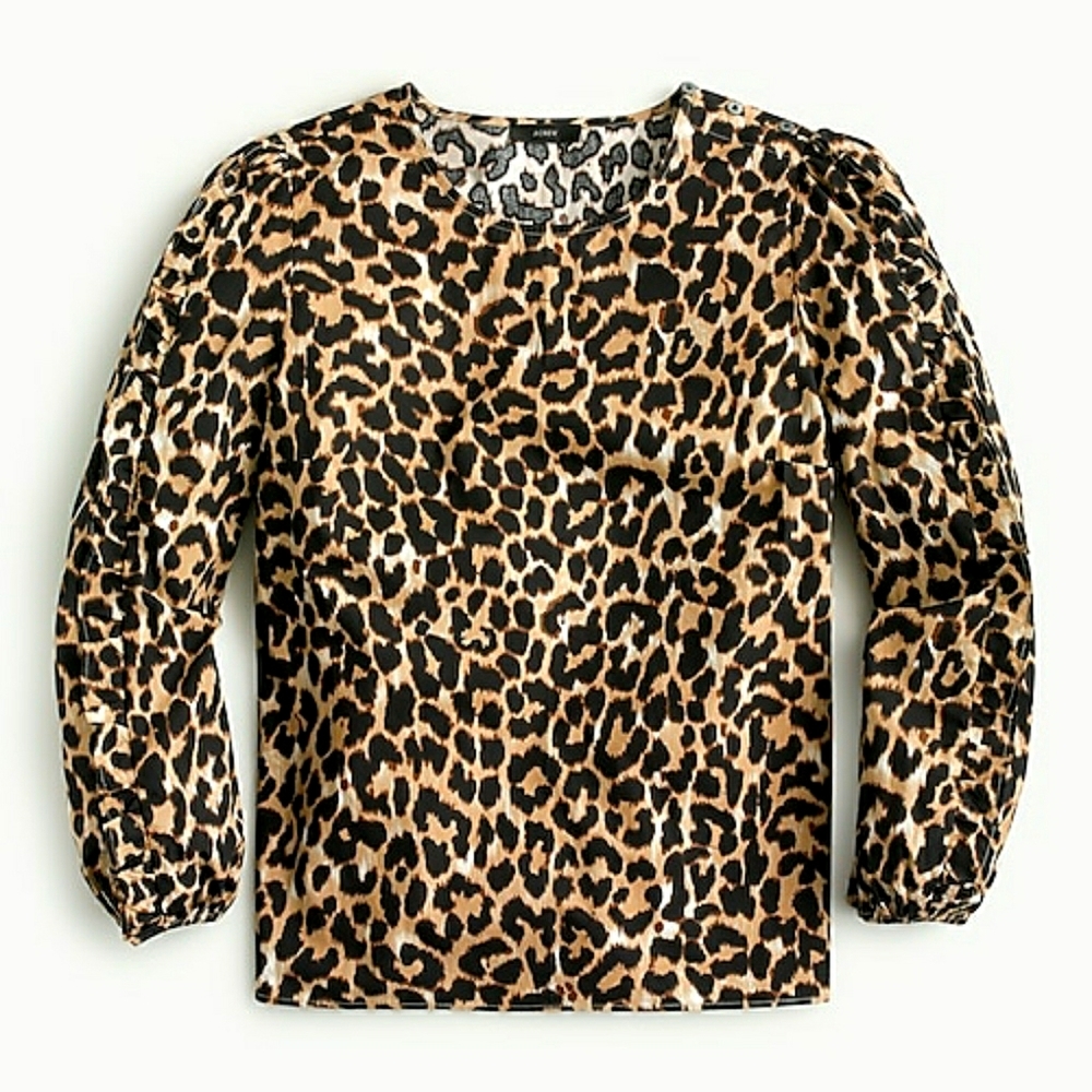 🆕️J. CREW Ruffle Sleeve Leopard Top🆕️ - Picture 4 of 13